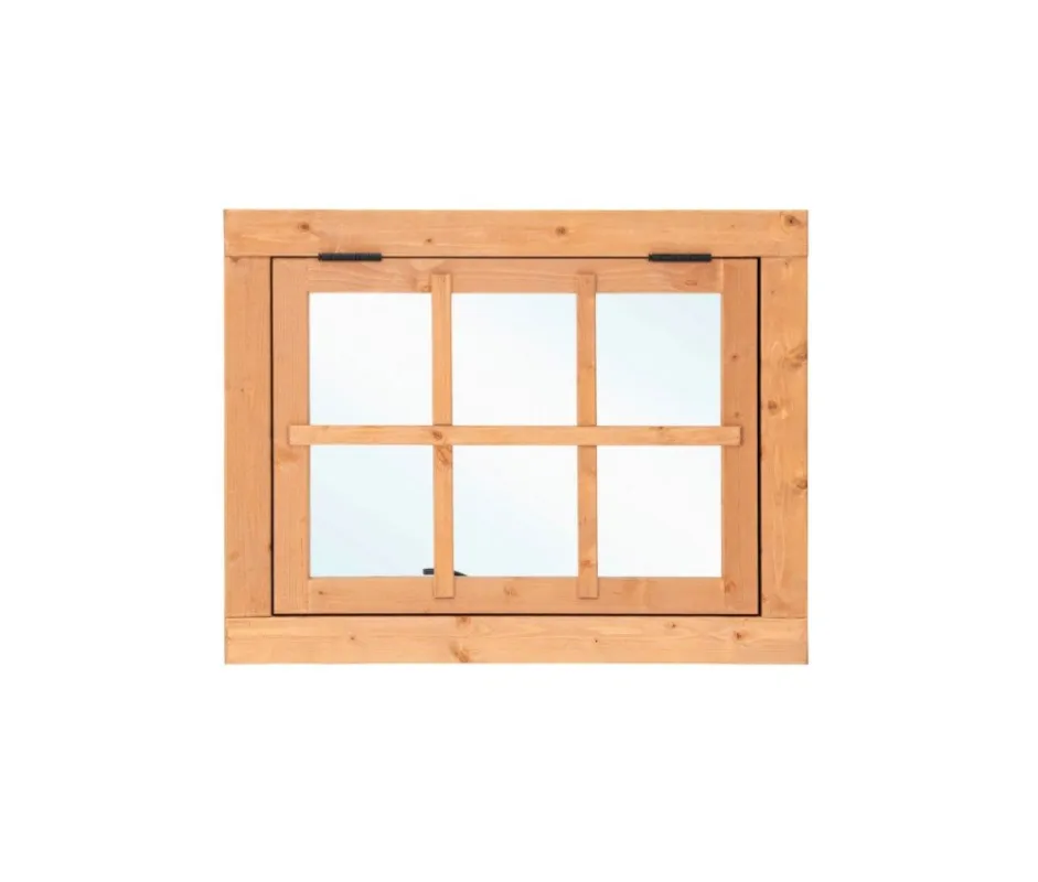 Douglas uitzetraam 6-ruits 90x70 cm enkelglas - zwart beslag Koopje