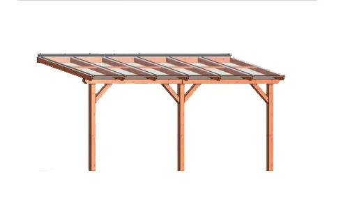 Aanbouw Veranda Douglas fijnbezaagd Hout met Helder Polycarbonaat Dak in 16 Maten - 250 cm Op = Op
