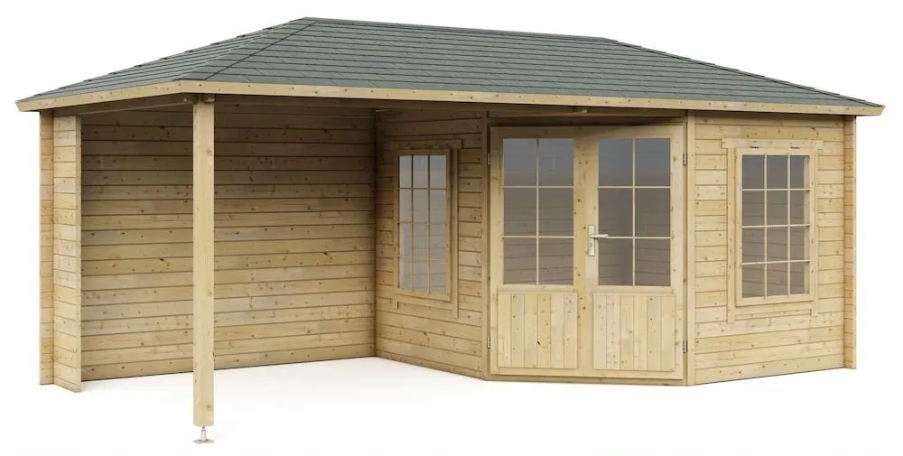 Blokhut 3055Z Interflex met Overkapping 576 x 300 x 262 cm Wanddikte 40 mm Beste Prijs