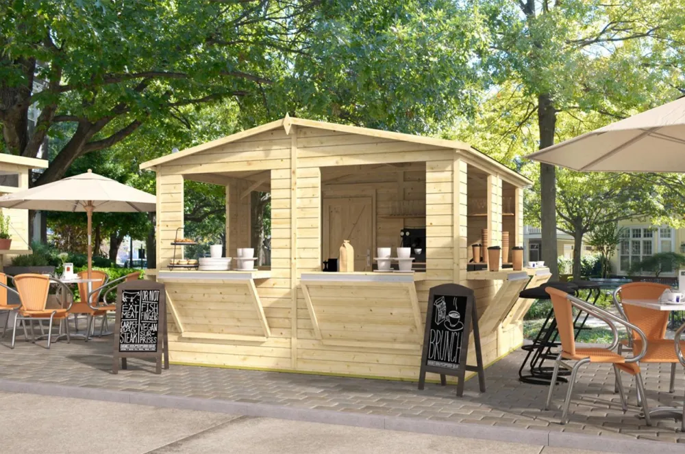 Houten Kiosk Moose 303x294x220cm Onbehandeld Hout Wanddikte 19 mm - incl. Vloer Beste Prijs