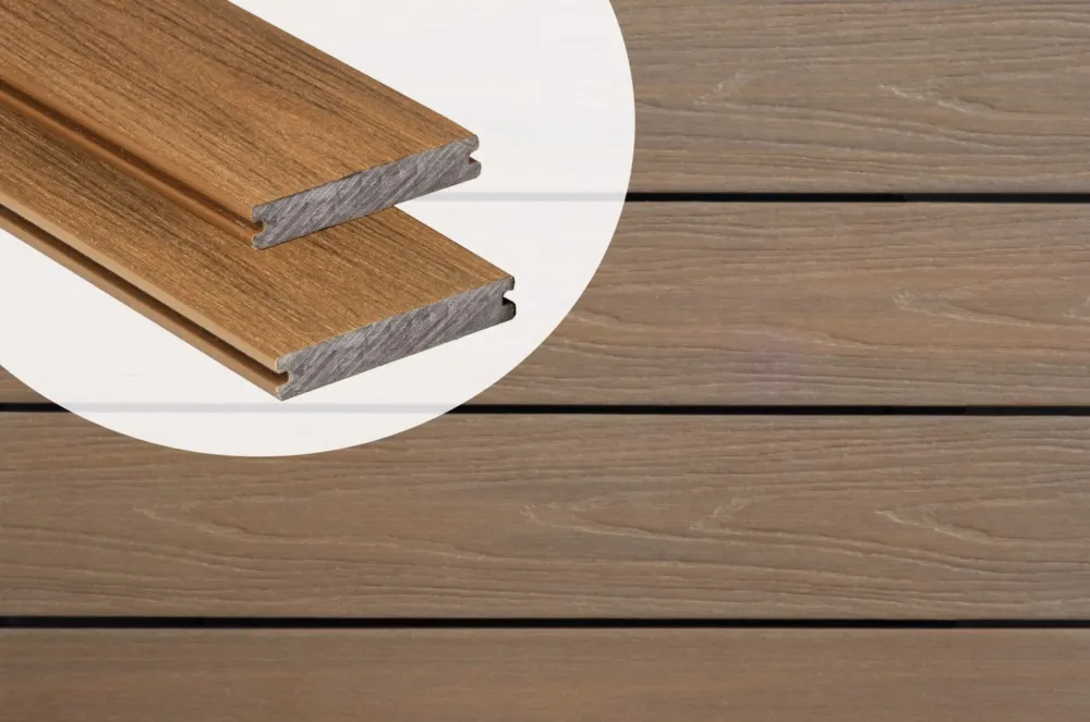 Premium Vlonderplank Composiet Massief PuraShield Teak 2.3 x 13.8 cm Voor Clips - 400 cm