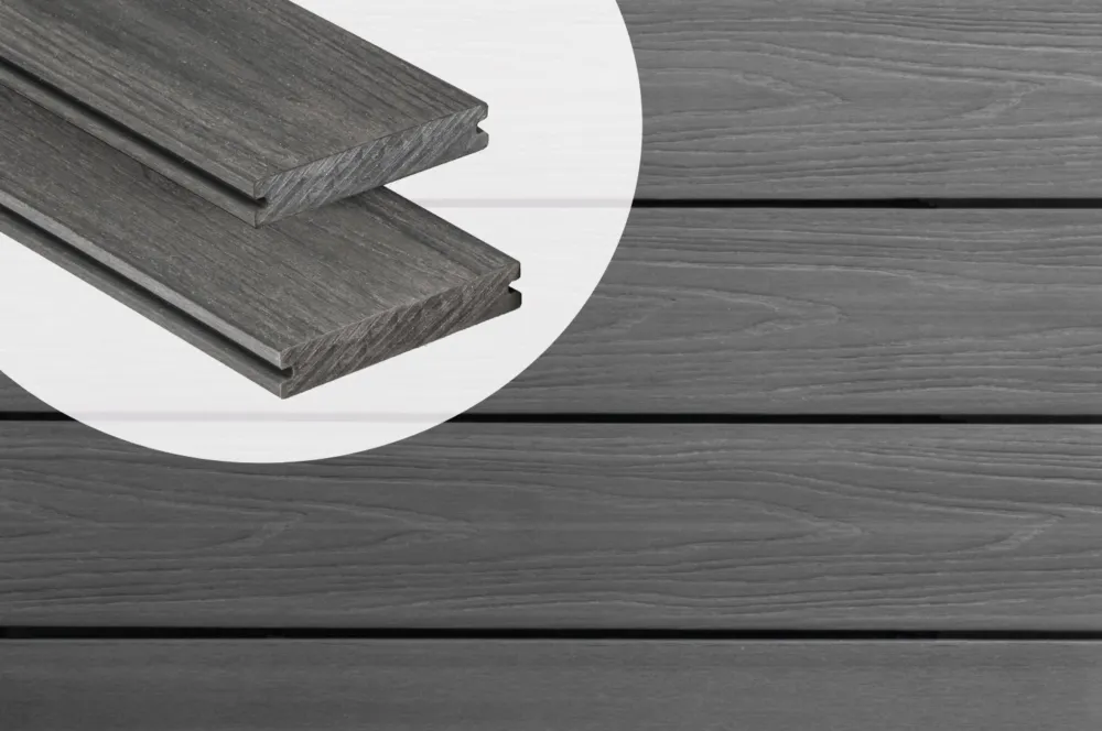 Vlonderplank Composiet Massief PuraShield Dark Grey 2.3 x 13.8 cm Voor Clips - 500 cm Superprijs