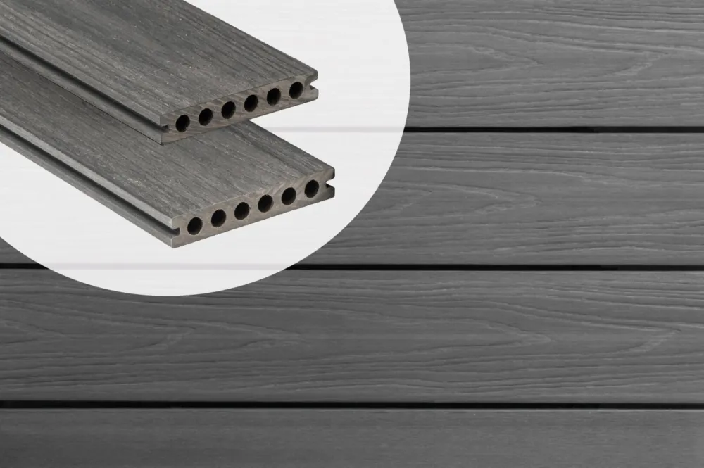 Vlonderplank Composiet Holkamer PuraShield Dark Grey 2.3 x 13.8 cm Voor Clips - 400 cm Koopje