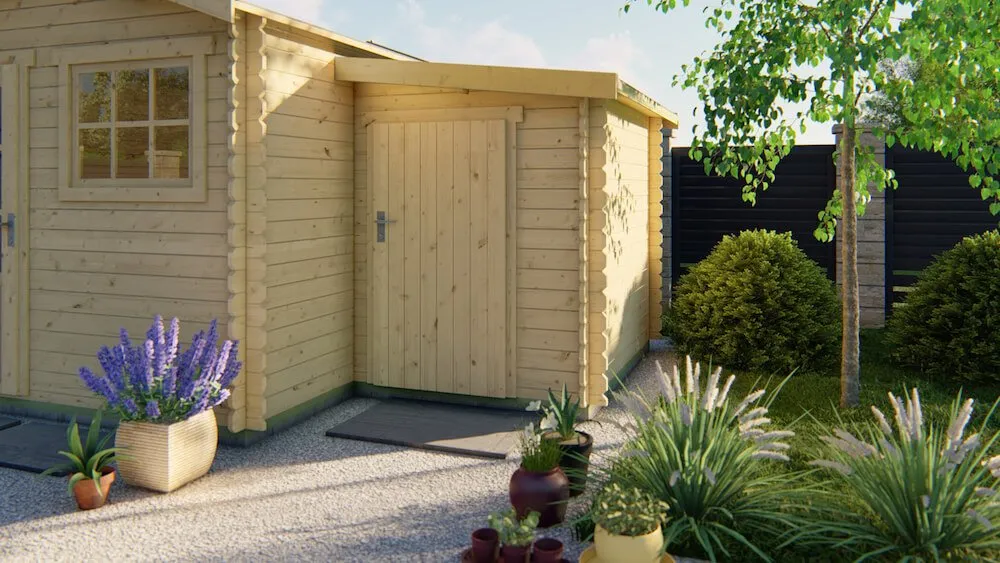Must-Have Blokhut Aanbouw 44mm Onbehandeld 160x300x192cm