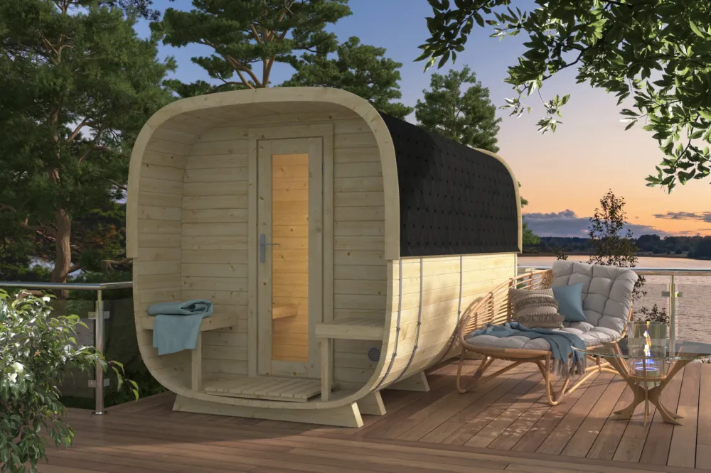 Sauna Cube Rovaniemi Onbehandeld 219x390cm - Wanddikte 38 mm Actieprijs