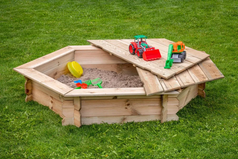 Zandbak zeskant met deksel 175x175 cm Speciale Aanbieding