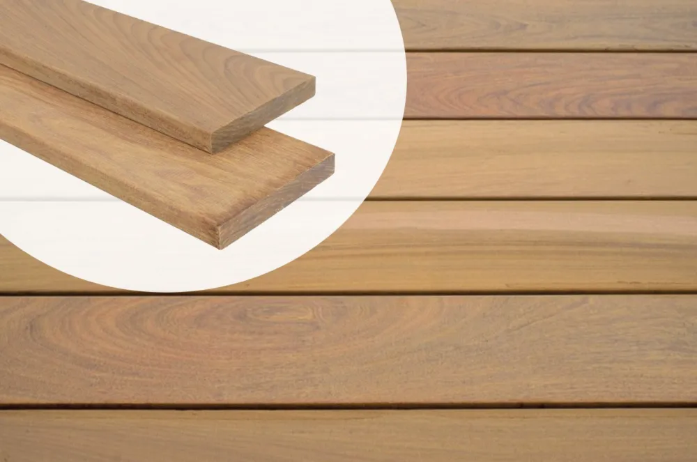 Superprijs Vlonderplank Ipe Hardhout 2.5 x 14cm Geschaafd Premium FAS Kwaliteit - 335 cm