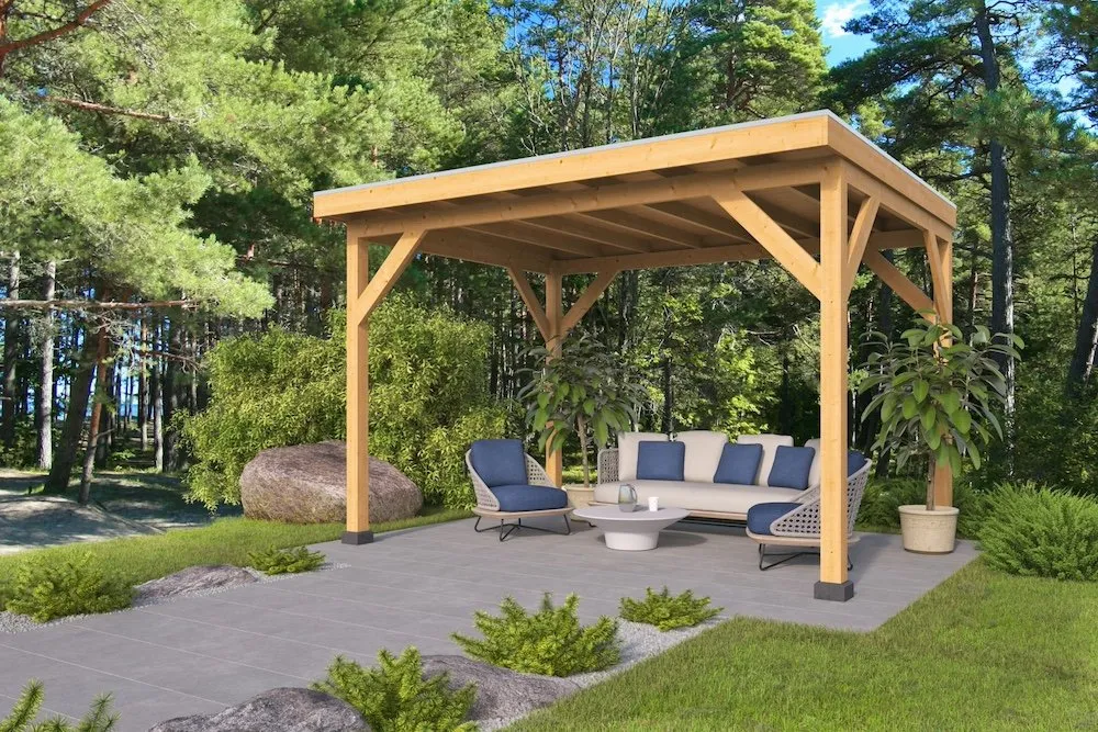 Nieuw DHZ Overkapping Zoutelande Red Class Wood 400x330cm - Doe het zelfbouw