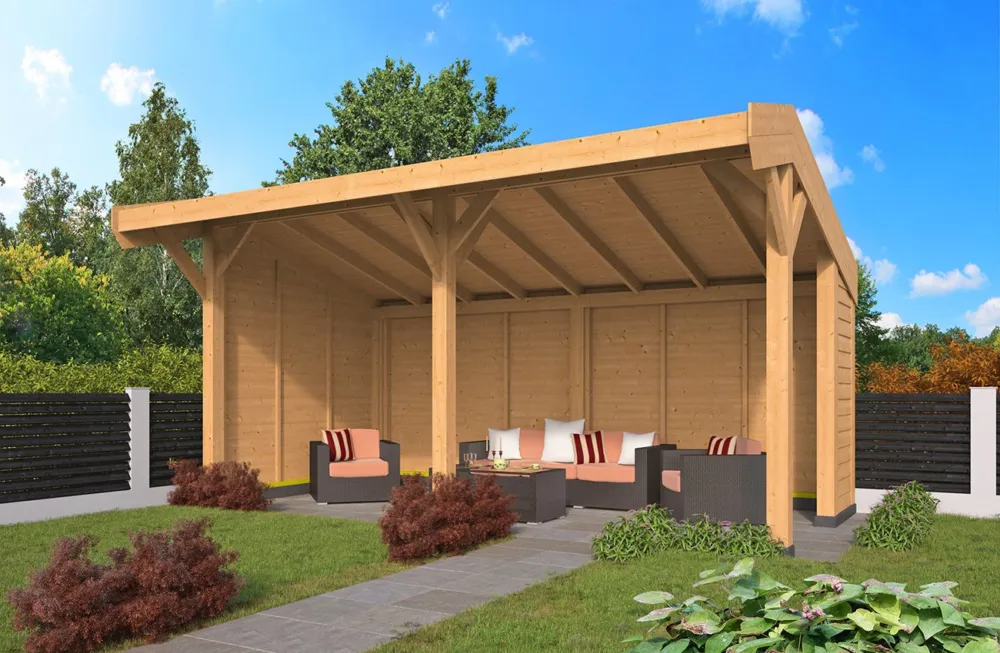 Beste Prijs Kapschuur Goor Douglas Fijnbezaagd 600x390cm - Blanke wanden