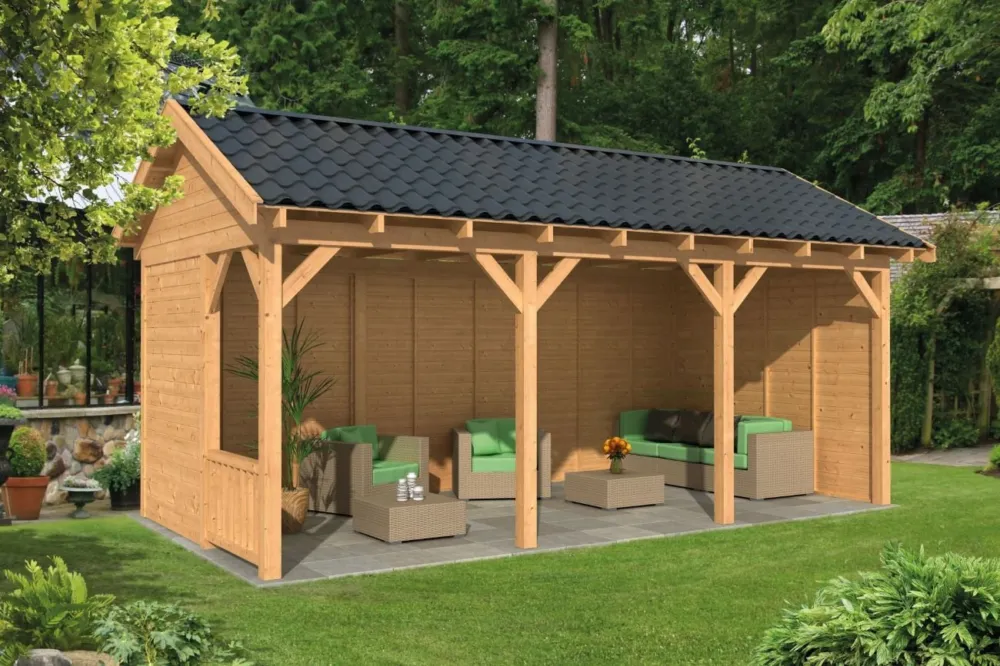 Overkapping Zadeldak Hamar L type 6 Douglas Geschaafd 690x395x348cm - Blanke Wanden Bestseller