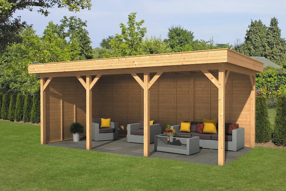 Betrouwbaar Overkapping plat dak Oslo L Type 6 Douglas Geschaafd 690x380x272cm - Blanke Wanden