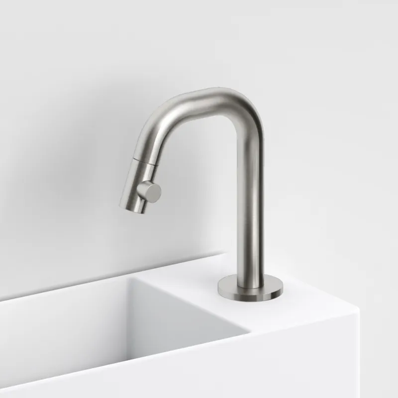 Dagaanbieding Clou Kaldur Fonteinkraan Met Korte Uitloop Rechts Geborsteld RVS 15.9x4.5x10.6cm