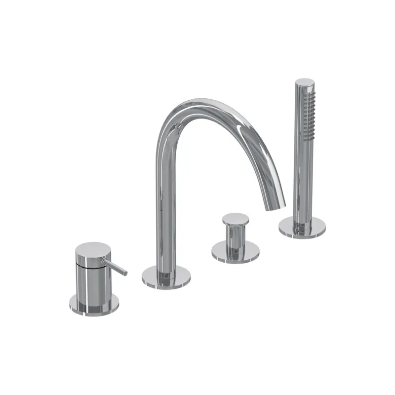 Badrandcombinatie IVY Bond 4-gats Mengkraan Met Uittrekbare Handdouche Draaibare Uitloop Chroom Hete Deal