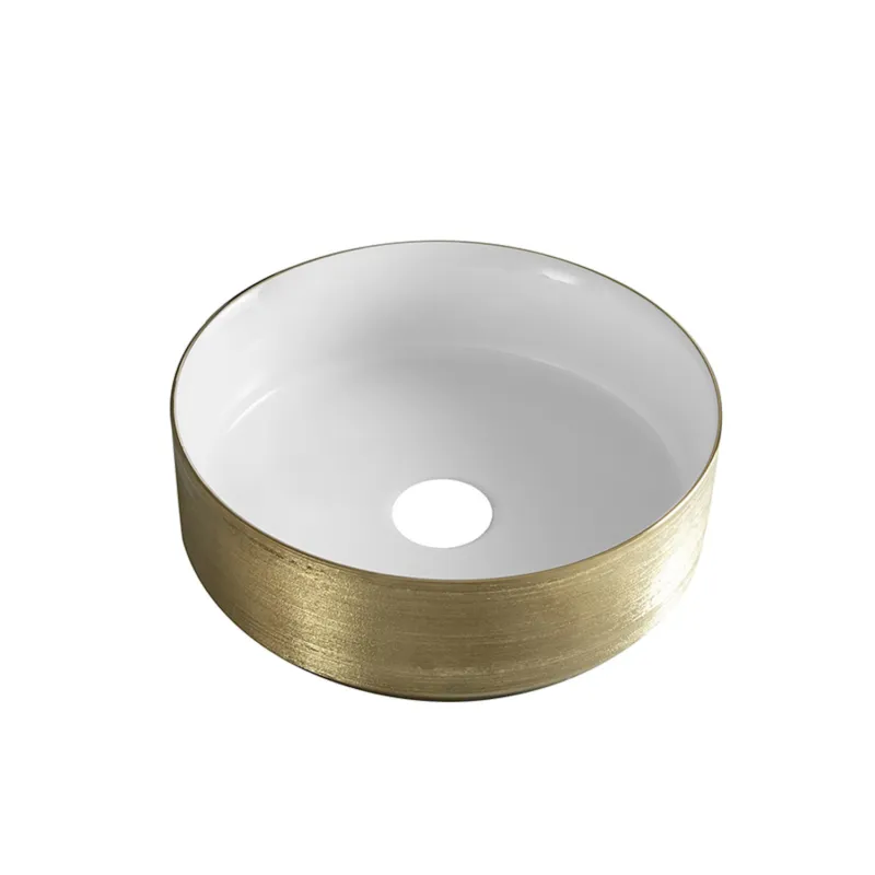 Waskom BWS Dink 36x36 Cm Rond Geborsteld Goud / Glans Wit Dagaanbieding