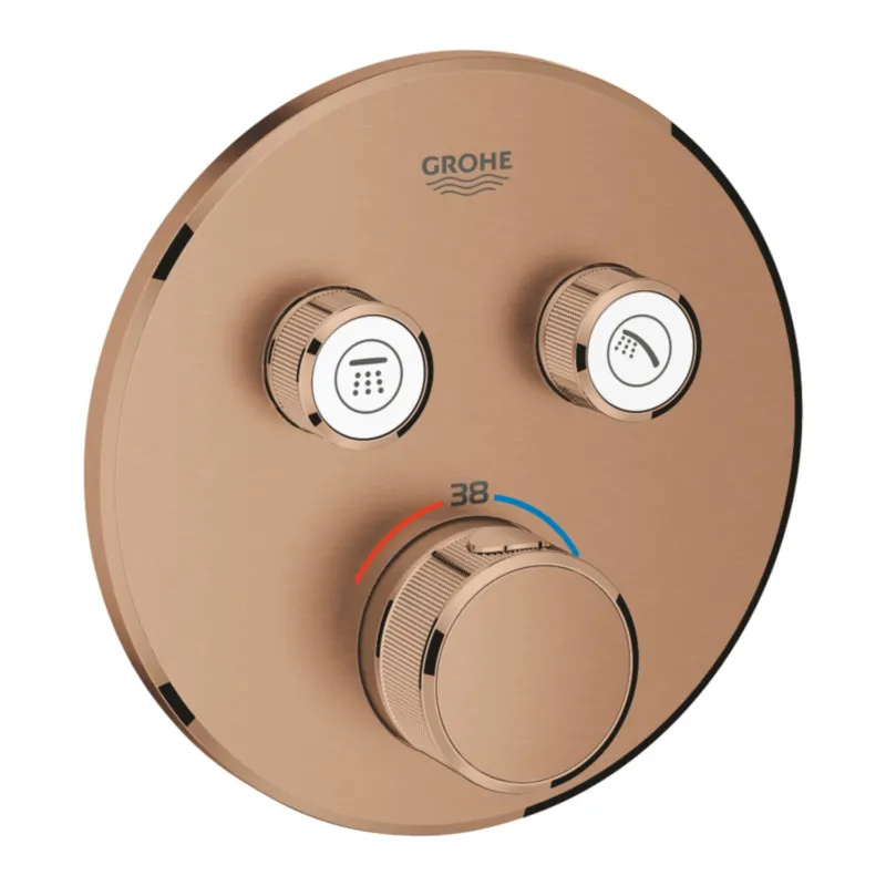 Meest Verkocht Thermostatische Douchekraan Grohe Grohtherm Smart Control met Omstelling Warm Sunset Geborsteld