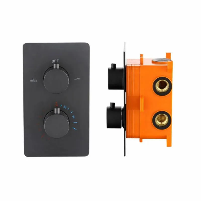 Koopje Douchekraan Best Design Verona Thermostatisch + Inbouwdeel 2-Weg 1/2" Mat Zwart