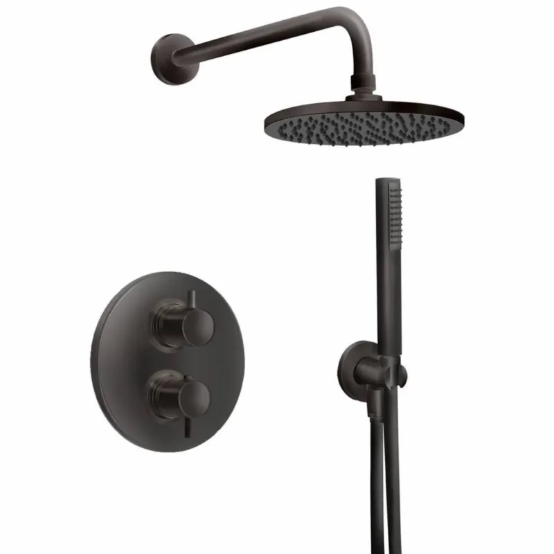 Inbouw Regendoucheset Xenz Duero Thermostatisch 20 cm met Handdouche Mat Zwart Gecertificeerd
