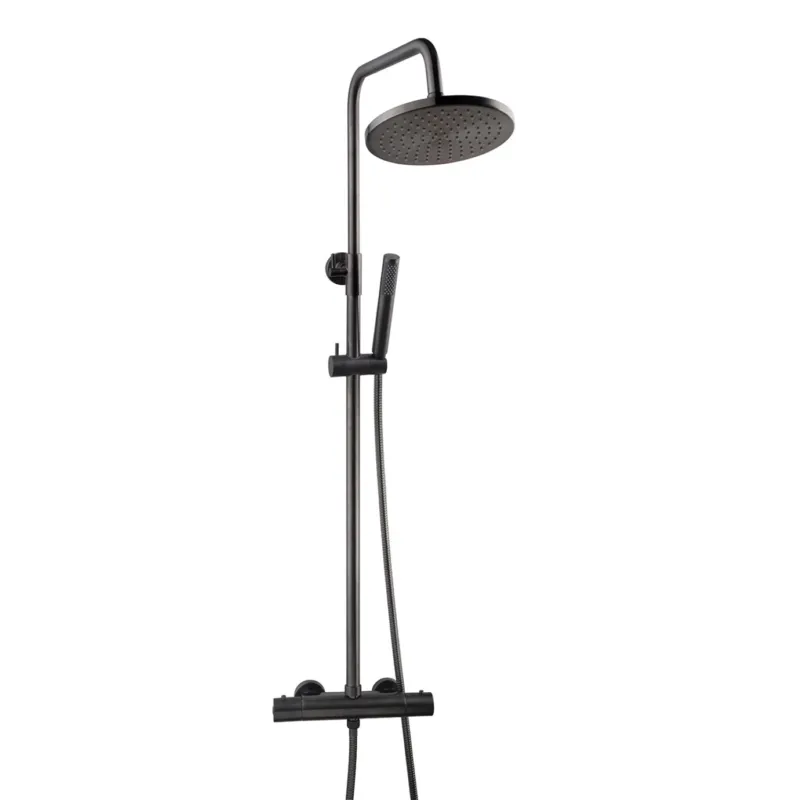 Aanbieding Opbouw Regendoucheset Wiesbaden Caral Thermostatische Mengkraan Gunmetal PVD Coating