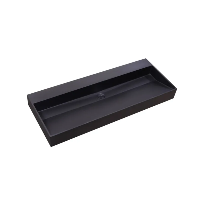 Wastafel Sanilux Quartz Trend 120x47x12 cm Enkele Spoelbak Keramiek Mat Zwart (0 kraangaten) Alleen Vandaag