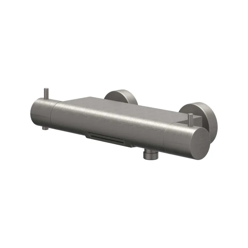 Badthermostaatkraan IVY Bond Opbouw Omstel Met Cascade Uitloop Met Omstel Cooltouch Geborsteld Metal Black PVD Premium