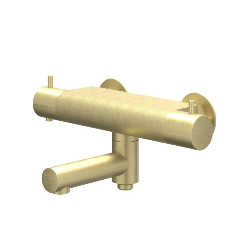 Badthermostaatkraan IVY Bond Opbouw Omstel Met Draaibare Baduitloop Met Omstel Cooltouch Geborsteld Mat Goud PVD Weekendaanbieding