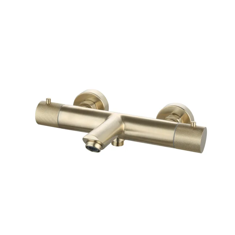 Badmengkraan Opbouw Sanilux Ribb Thermostatisch Rond Met Geribbelde Knop Geborsteld Goud Koop Online