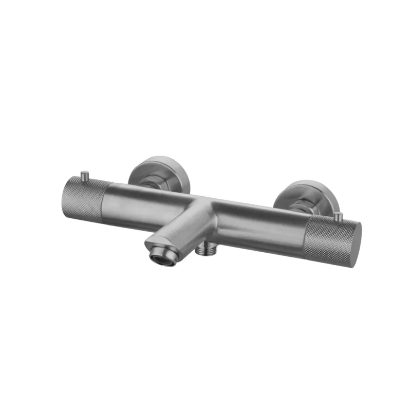 Laatste Kans Badmengkraan Opbouw Sanilux Ribb Thermostatisch Rond Met Geribbelde Knop Gunmetal