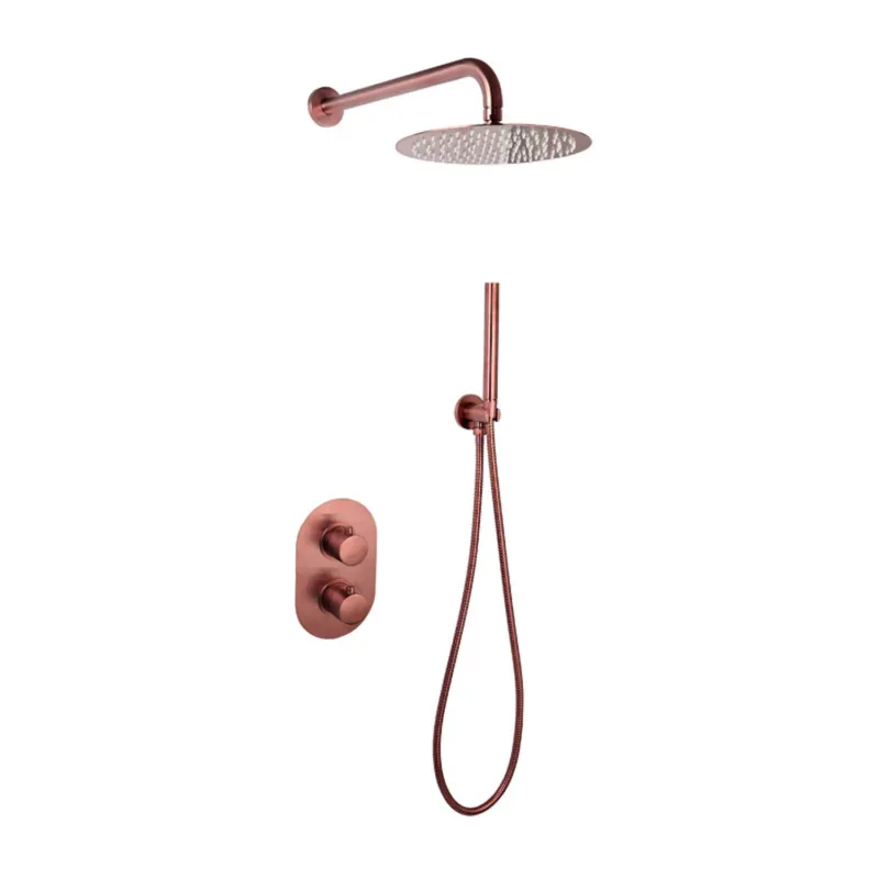 Doucheset Sanilux Rubb Inbouw Met Thermostaat, Douchekop 25 cm, Doucheslang en Handdouche Brons Direct Verzonden