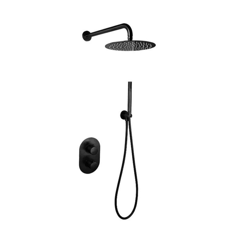 Doucheset Sanilux Rubb Inbouw Met Thermostaat, Douchekop 25 cm, Doucheslang en Handdouche Mat Zwart Seizoensaanbieding