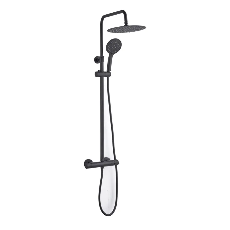 Regendoucheset Go by van Marcke Cocoon Black Opbouw incl Handdouche Doucheslang en Thermostaatkraan Mat Zwart Must-Have