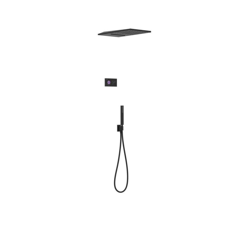 Regendoucheset Tres Shower Technology Inbouw Elektrische Thermostaat 3-Weg met Wand Waterval Douchekop 55x28 cm Mat Zwart Alleen Vandaag