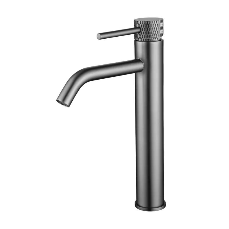 Wastafelkraan Wiesbaden Ribbd Opbouw XL Hoge Uitloop Gunmetal Tijdelijk Beschikbaar