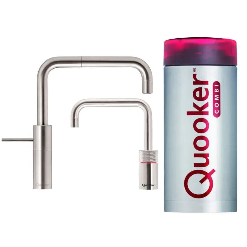 Quooker Nordic Square Twintaps met Combi Boiler RVS Gereduceerde Prijs