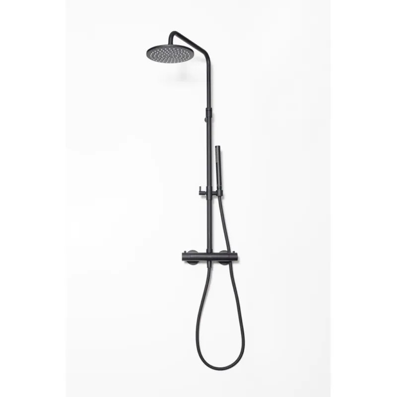 Opbouw Regendoucheset Luca Sanitair Bongio Thermostatisch Ronde Hoofddouche 20 cm Mat Zwart Lage Kosten