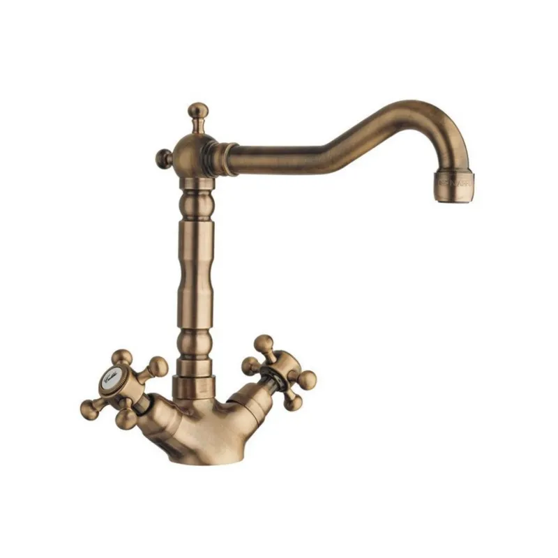 Bestseller Keukenmengkraan Sapho Antea 2-knop Uitloop Recht 24 cm Brons