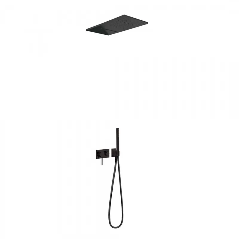 Op = Op Regendouche Inbouw Tres 3V Mengkraan 28x55 cm Douchekop Rechthoek Mat Zwart