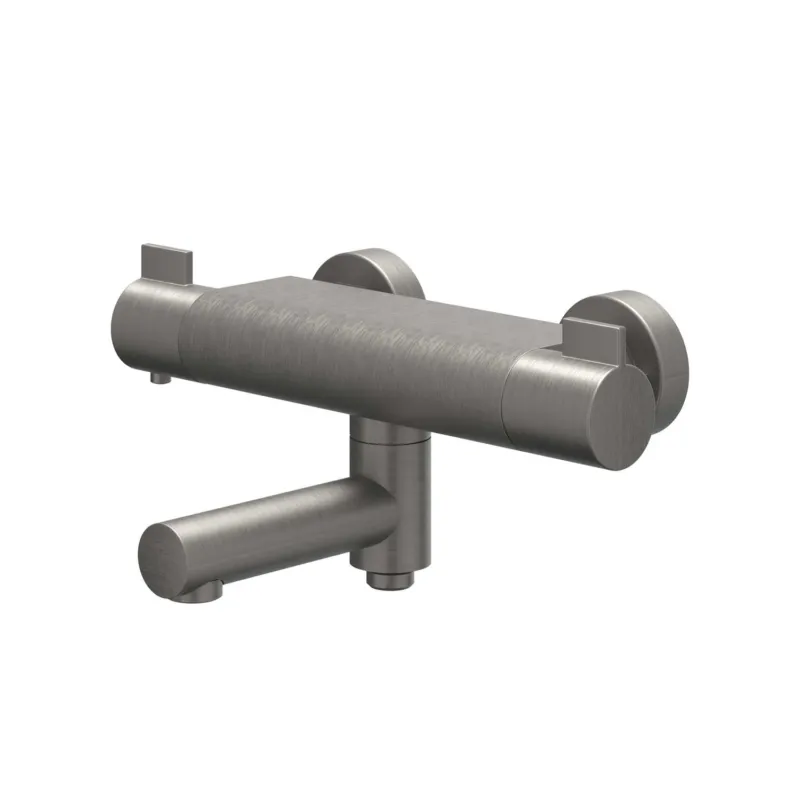 Badthermostaatkraan IVY Pact Opbouw Omstel Met Draaibare Baduitloop Met Omstel Cooltouch Geborsteld Metal Black PVD Seizoensaanbieding