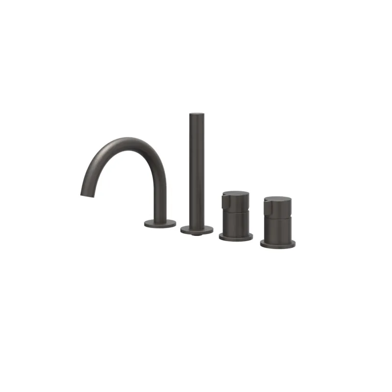 Direct Verzonden Badrandcombinatie IVY Tribe 4-gats Mengkraan Met Uittrekbare Handdouche Draaibare Uitloop RVS316 Geborsteld Carbon Black PVD