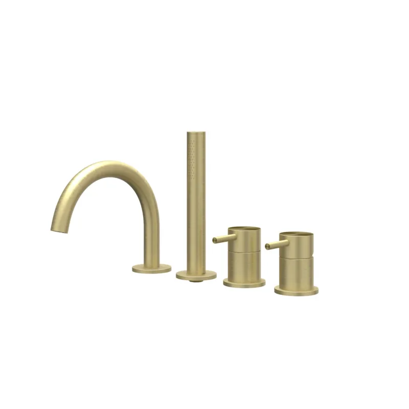 Badrandcombinatie IVY Concord 4-gats Mengkraan Met Uittrekbare Handdouche Draaibare Uitloop RVS316 Geborsteld Mat Goud PVD Betrouwbaar