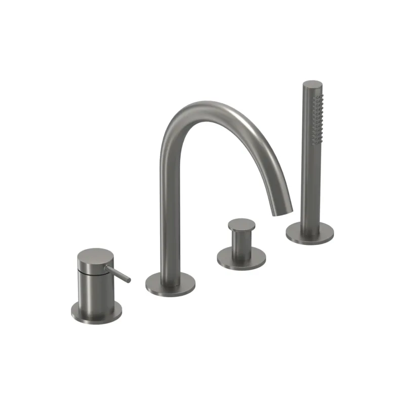 Badrandcombinatie IVY Bond 4-gats Mengkraan Met Uittrekbare Handdouche Draaibare Uitloop Geborsteld Metal Black PVD Hete Deal