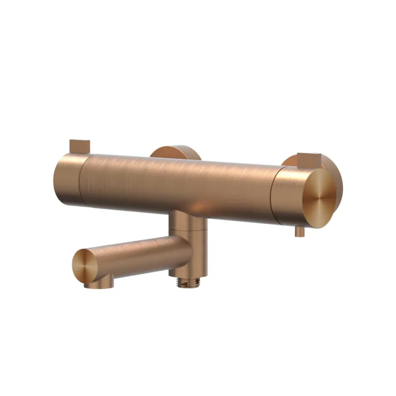 Badthermostaatkraan IVY Tribe Opbouw Omstel Met Draaibare Baduitloop Met Omstel RVS316 Geborsteld Mat Koper PVD Speciale Aanbieding
