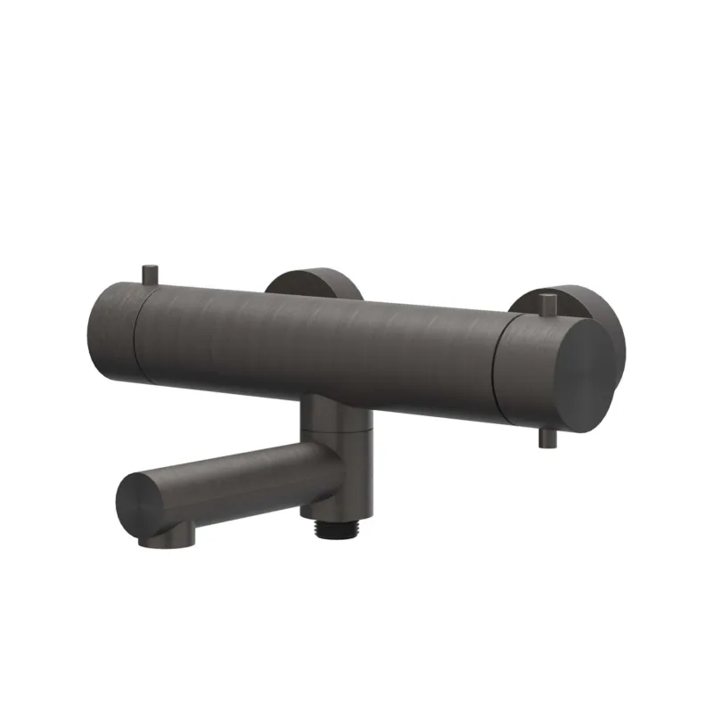 Badthermostaatkraan IVY Concord Opbouw Omstel Met Draaibare Baduitloop Met Omstel RVS316 Geborsteld Carbon Black PVD Laatste Kans