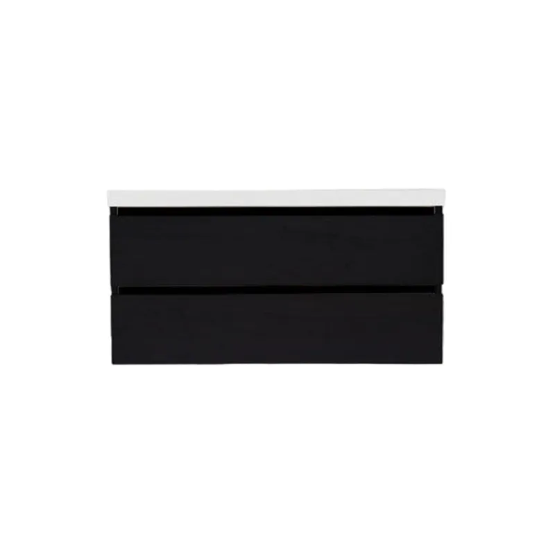 Onderkast Sanilux Trendline Met Greeplijst Mat Zwart 120x47x52 Cm Black Oak Meest Verkocht