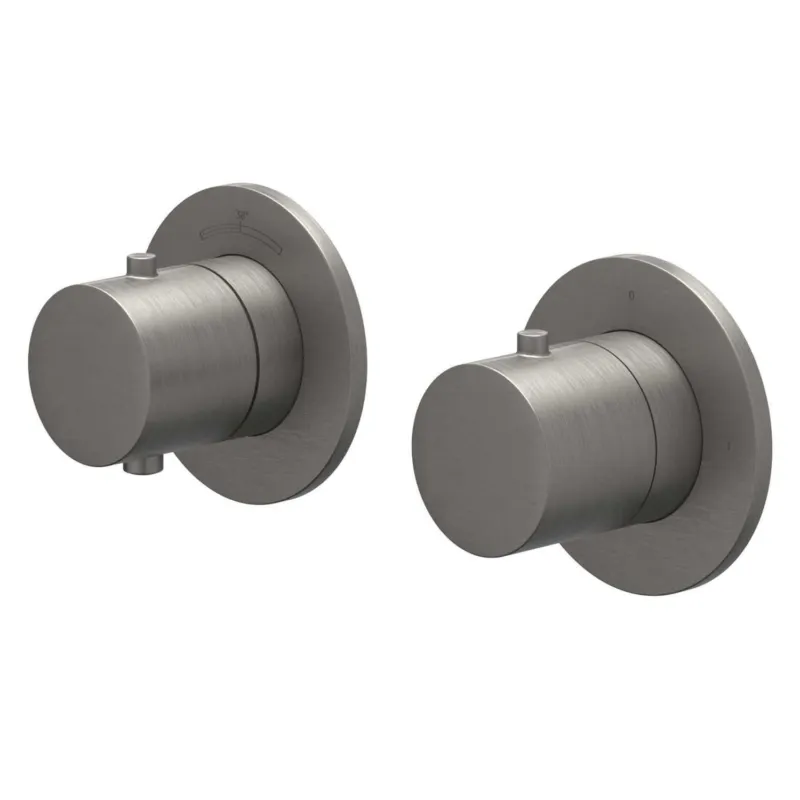 Nu Kopen Afbouwdeel IVY Bond Inbouwthermostaat Symmetry 2-Weg Stop-Omstel Met Rond Rozet Geborsteld Metal Black PVD