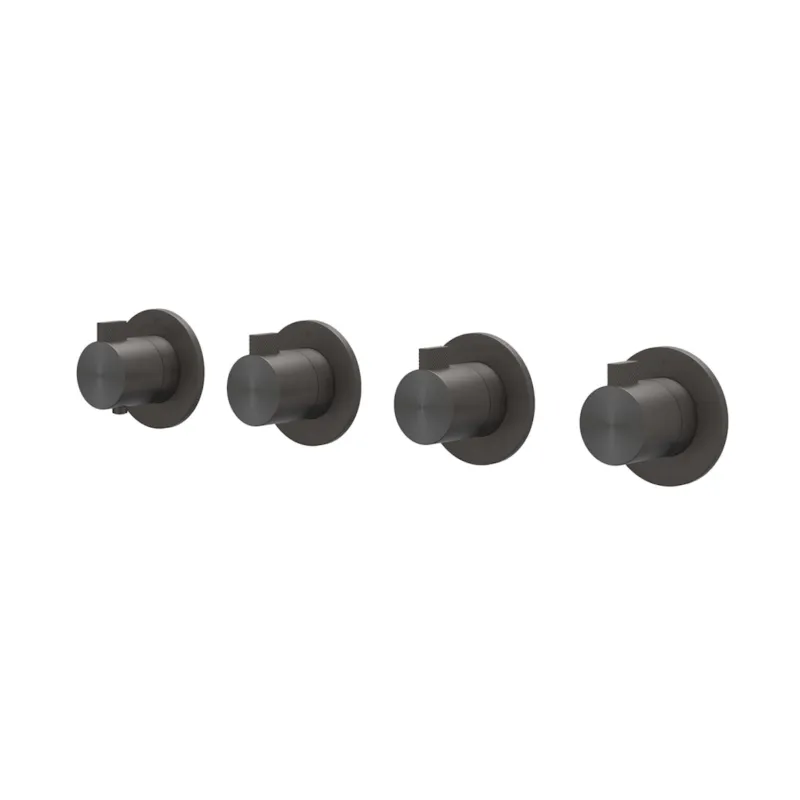 Afbouwdeel IVY Tribe Inbouwthermostaat 3 Stopkranen Symmetry Met Ronde Rozetten RVS316 Geborsteld Carbon Black PVD Gratis Retour