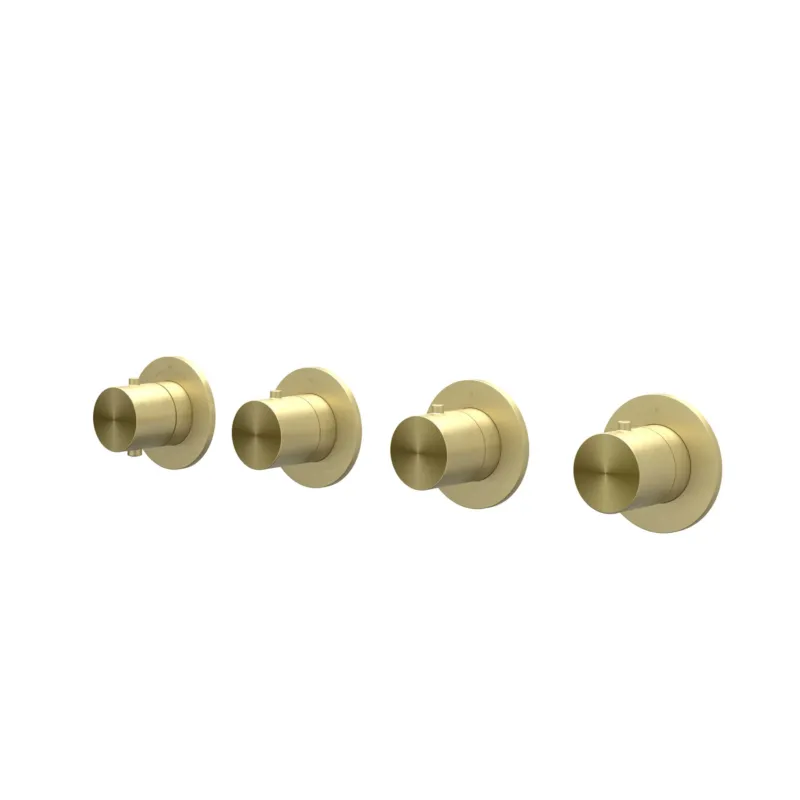 Gratis Retour Afbouwdeel IVY Concord Inbouwthermostaat 3 Stopkranen Symmetry Met Ronde Rozetten RVS316 Geborsteld Mat Goud PVD