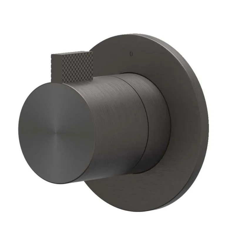 Afbouwdeel IVY Tribe Doorstroom inbouwstopkraan Symmetry Met Rond Rozet RVS316 Geborsteld Carbon Black PVD Betaalbaar