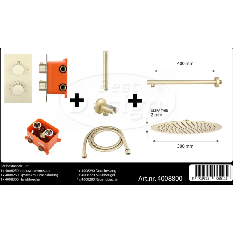 Best-Design "One-Pack" Inbouw-Regendoucheset "Nancy-M-300" Mat-Goud Koop Online