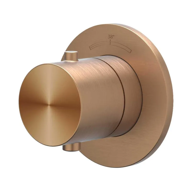 Afbouwdeel IVY Concord Inbouwthermostaat Symmetry Met Rond Rozet RVS316 Geborsteld Mat Koper PVD Rechtstreeks Van De Fabrikant