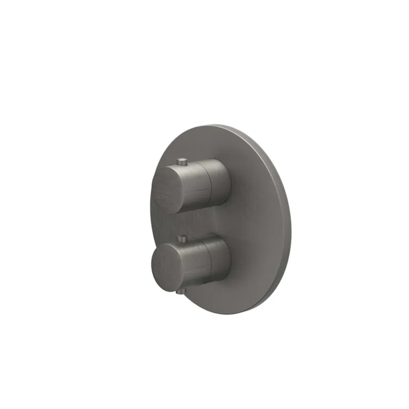 Uitverkoop Afbouwdeel IVY Bond Inbouwthermostaat 2-weg Met Rond Rozet Geborsteld Metal Black PVD